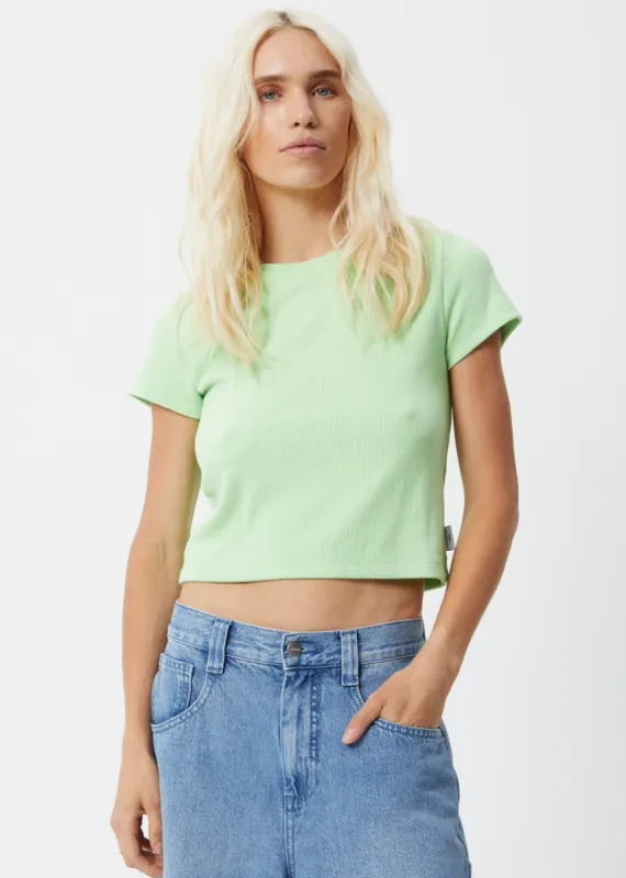 AFENDS Womens Faith - Ribbed Tee - Lime Green sold by Afends