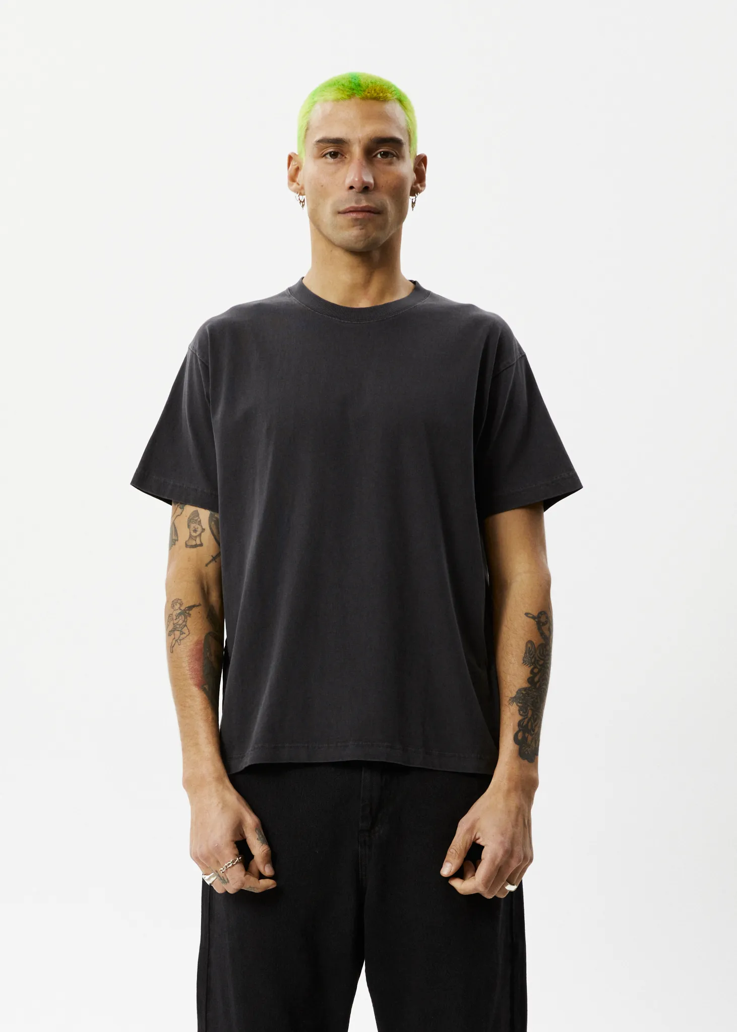 AFENDS Mens Genesis - Heavyweight Boxy Tee - Stone Black sold by Afends product image thumbnail 2