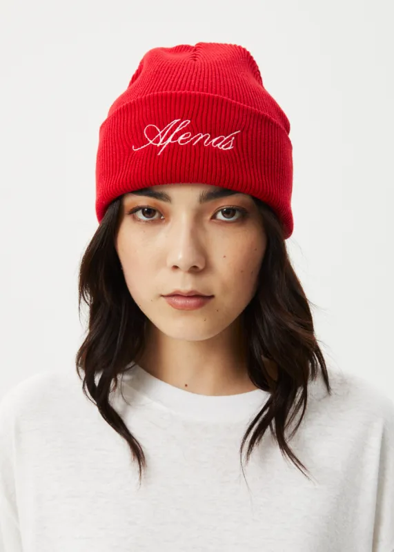 AFENDS Womens Notice - Recycled Knit Beanie - Ketchup sold by Afends