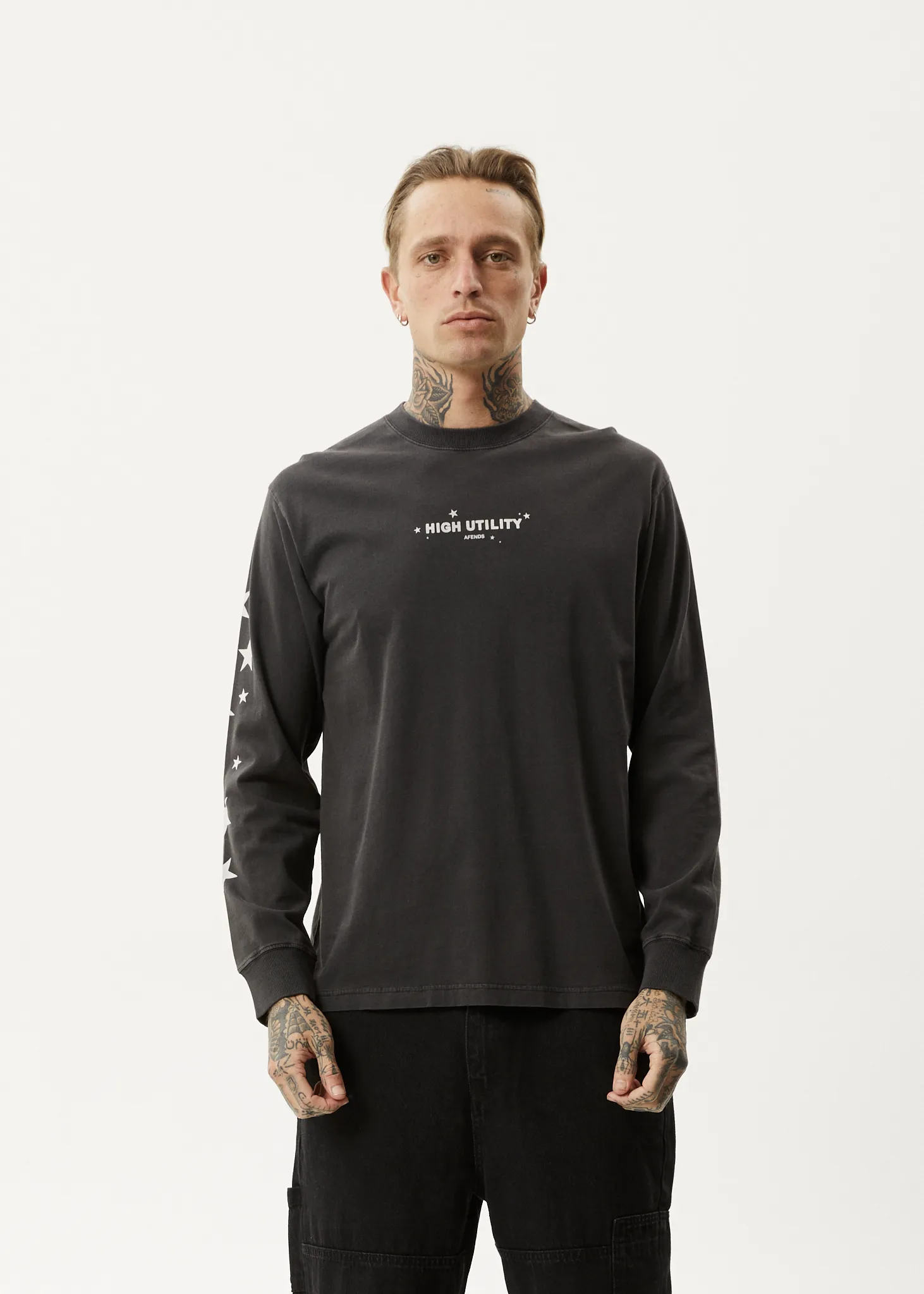 AFENDS Mens High Utility - Long Sleeve Tee - Stone Black sold by Afends product image thumbnail 2