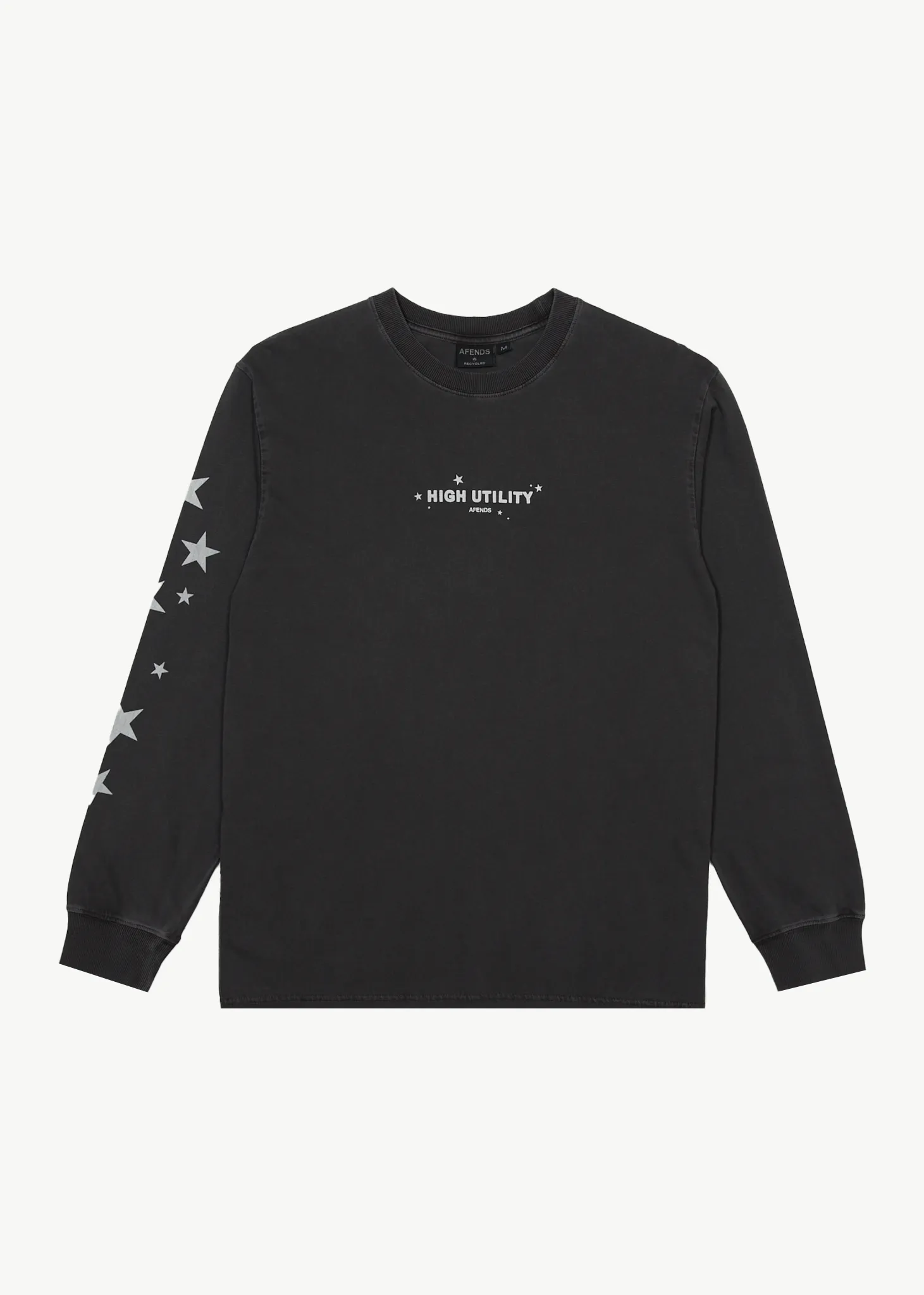 AFENDS Mens High Utility - Long Sleeve Tee - Stone Black sold by Afends