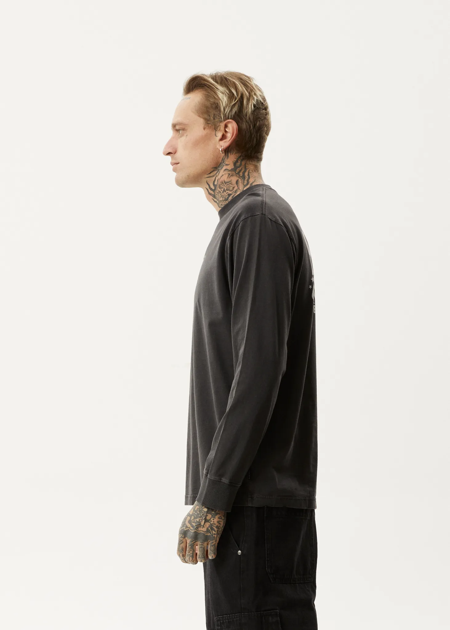 AFENDS Mens High Utility - Long Sleeve Tee - Stone Black sold by Afends product image thumbnail 4