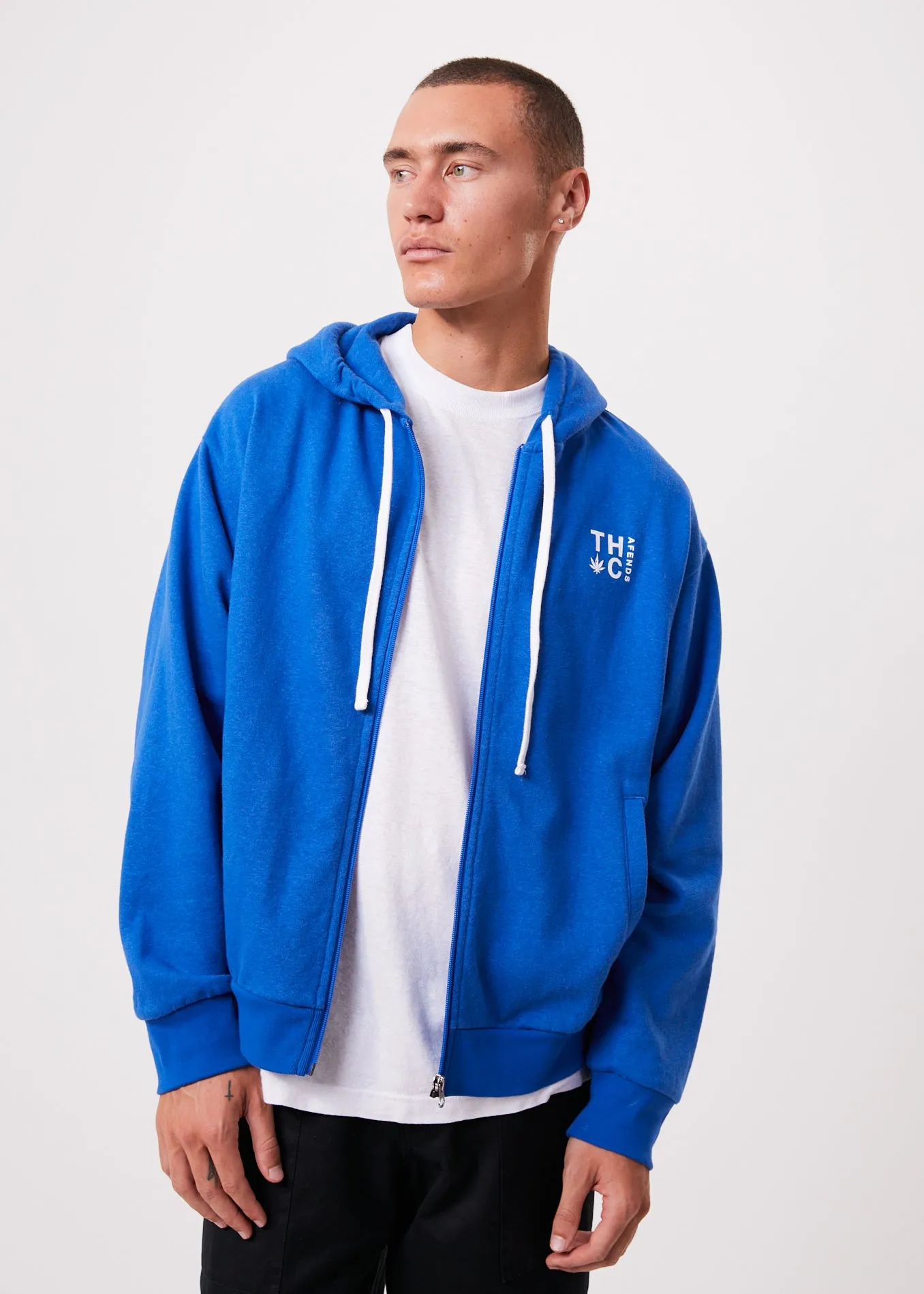 AFENDS Unisex Rolled Up - Unisex Zip Up Hoodie - Electric Blue sold by Afends