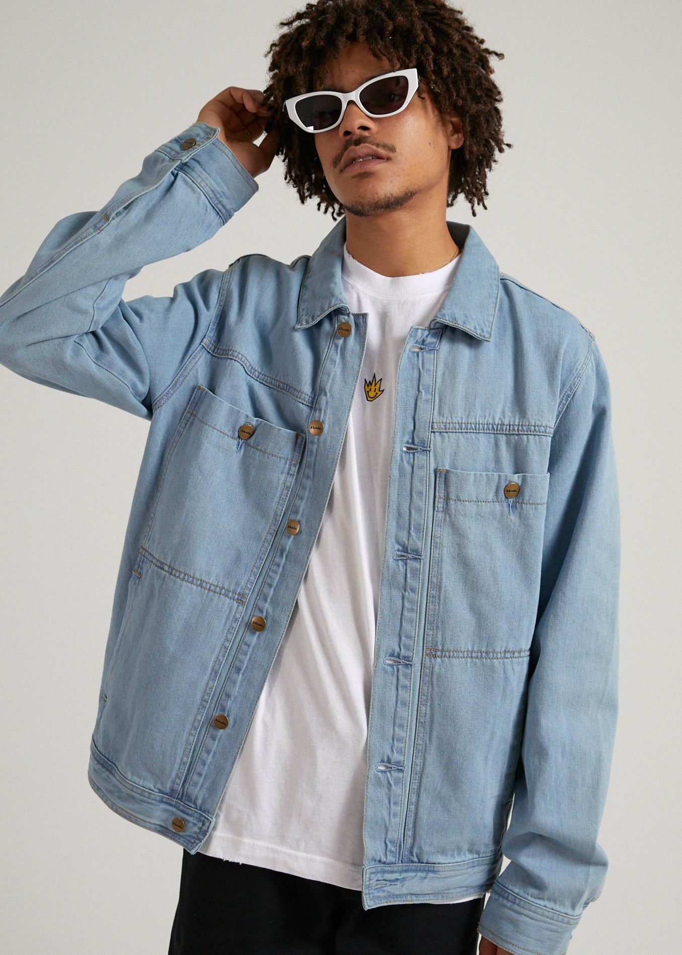 Afends Unisex Overtime - Unisex Hemp Denim Jacket - Stone Blue 