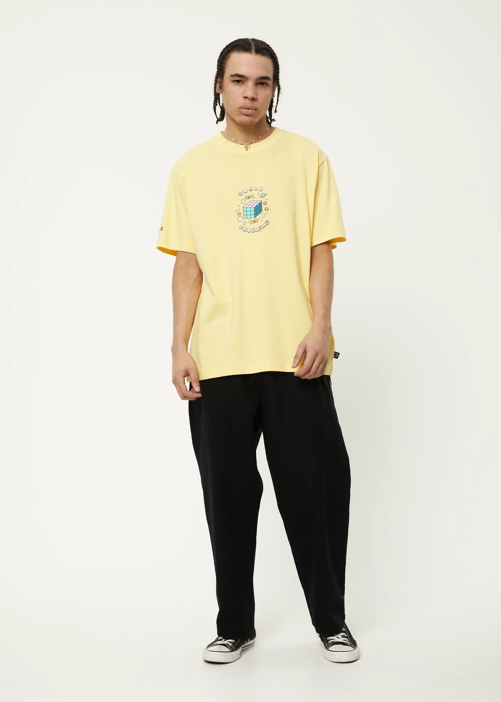 AFENDS Mens World Problems - Retro Graphic T-Shirt - Butter sold by Afends product image thumbnail 4