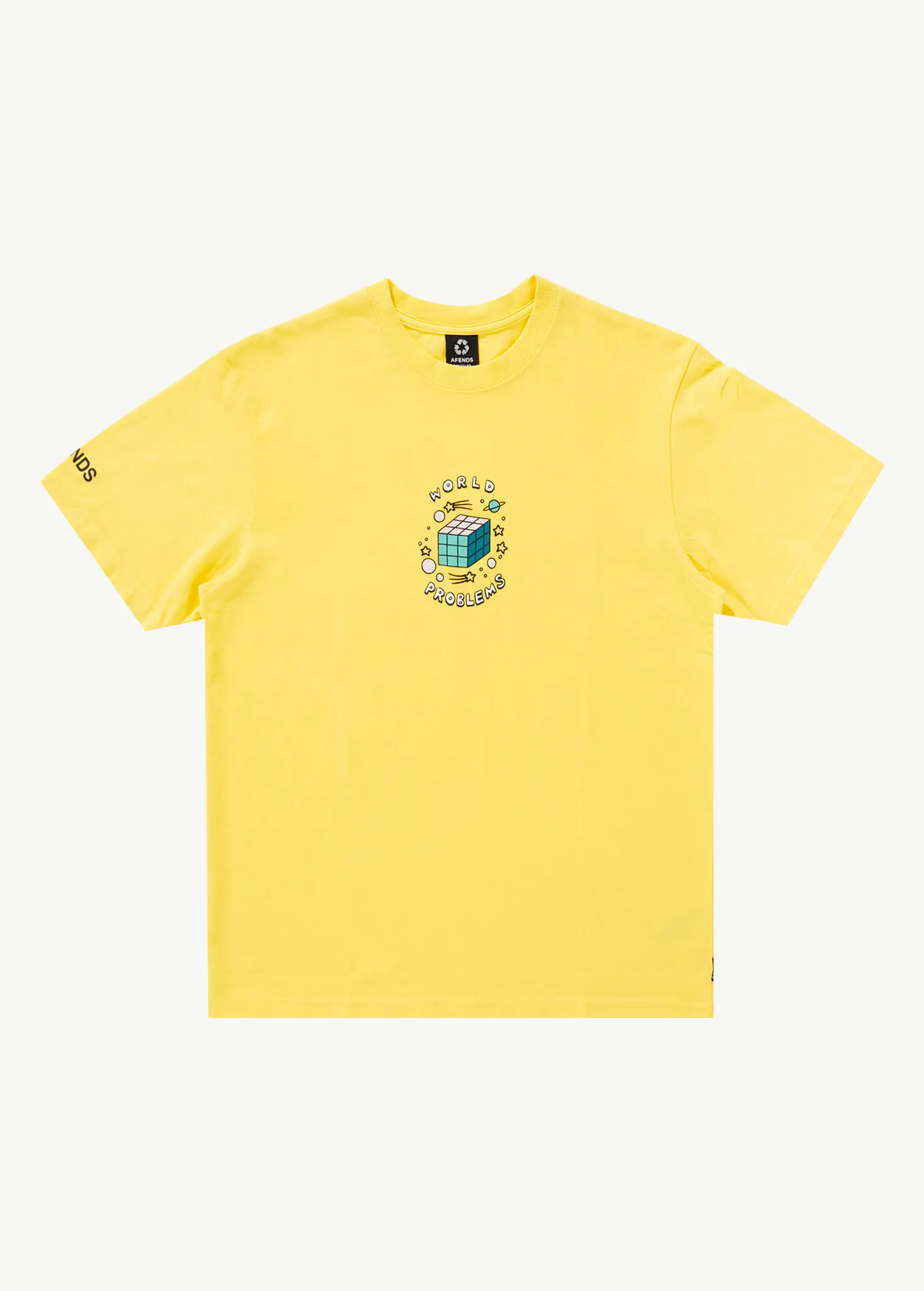 AFENDS Mens World Problems - Retro Graphic T-Shirt - Butter sold by Afends