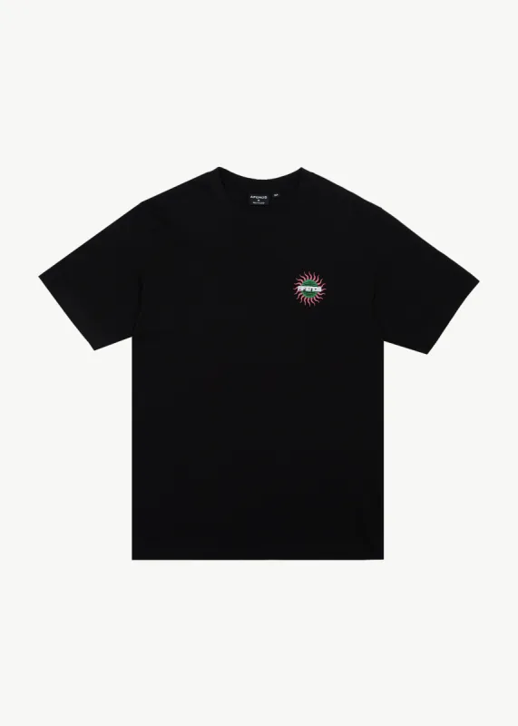 AFENDS Mens Solar Flare - Retro Fit Tee - Black sold by Afends