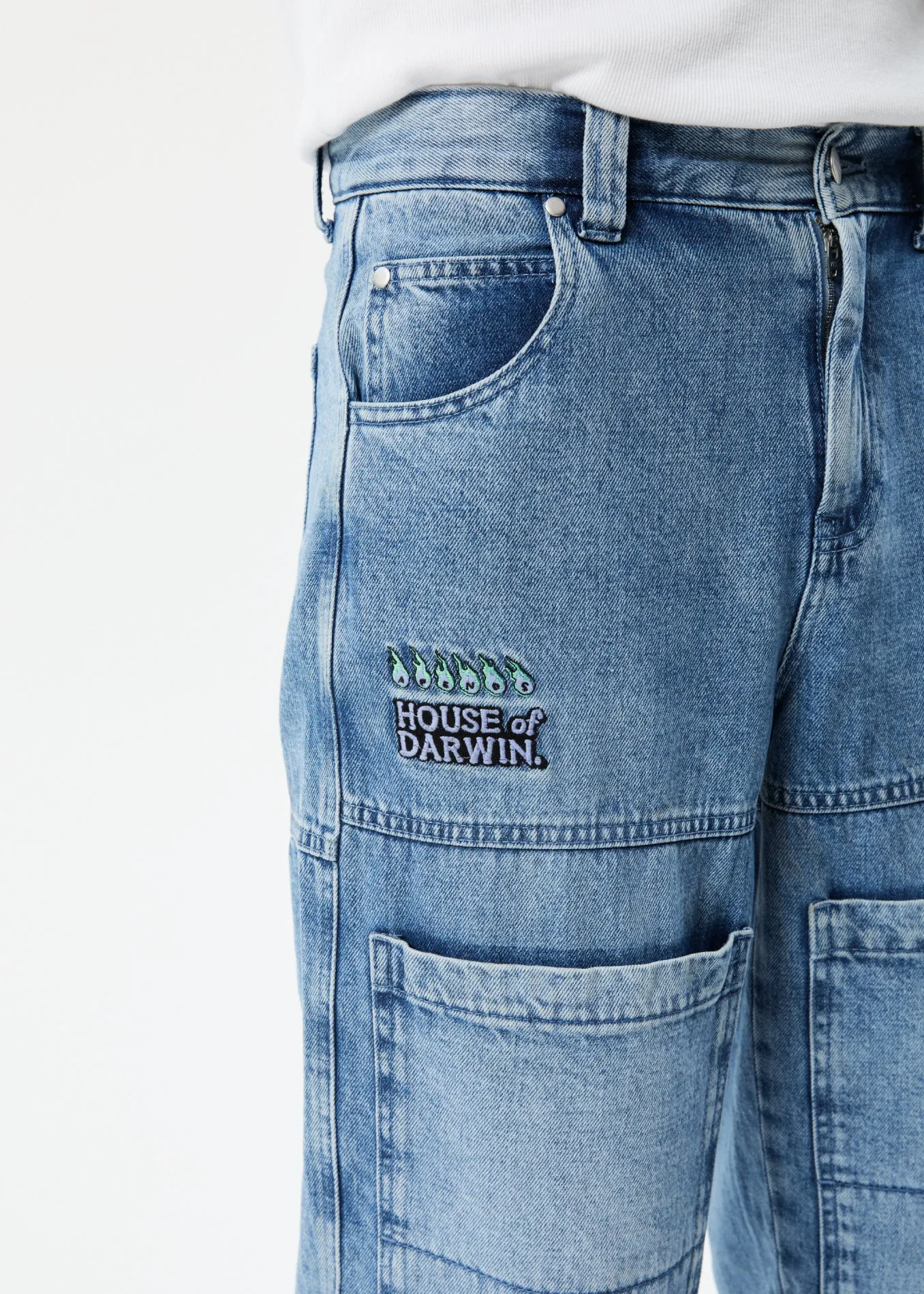 AFENDS Unisex House Of Darwin Moss - Unisex Denim Carpenter Jeans - Worn Blue sold by Afends product image thumbnail 5