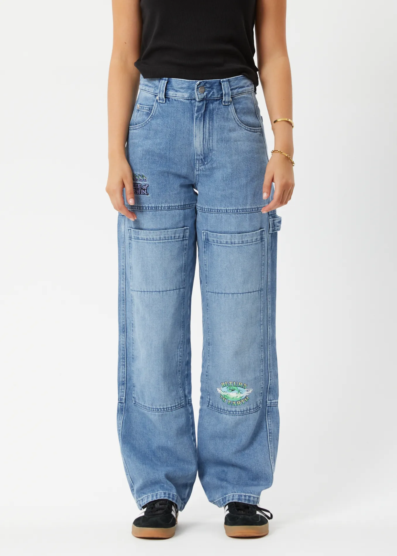 AFENDS Unisex House Of Darwin Moss - Unisex Denim Carpenter Jeans - Worn Blue sold by Afends product image thumbnail 4