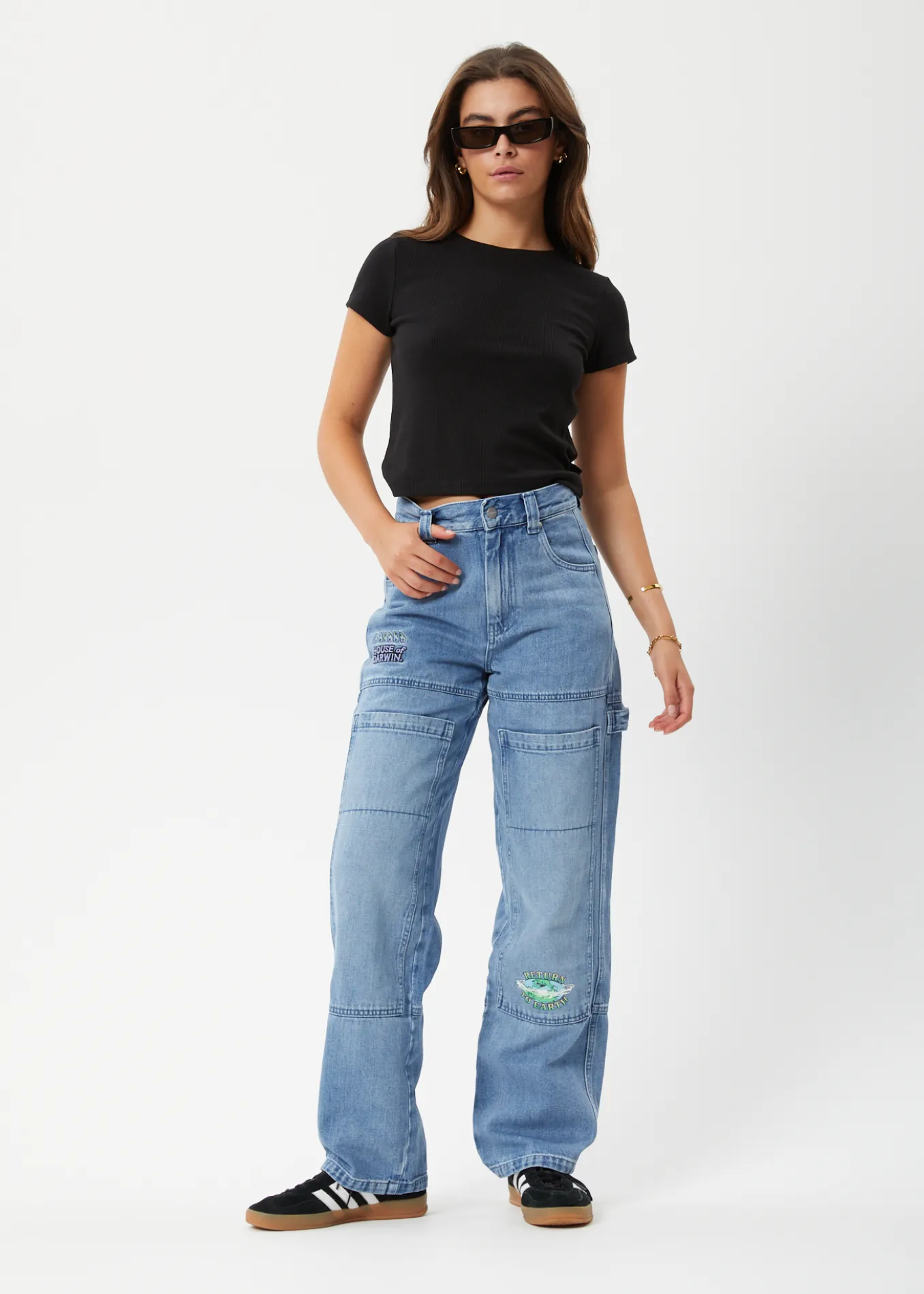 AFENDS Unisex House Of Darwin Moss - Unisex Denim Carpenter Jeans - Worn Blue sold by Afends product image thumbnail 2