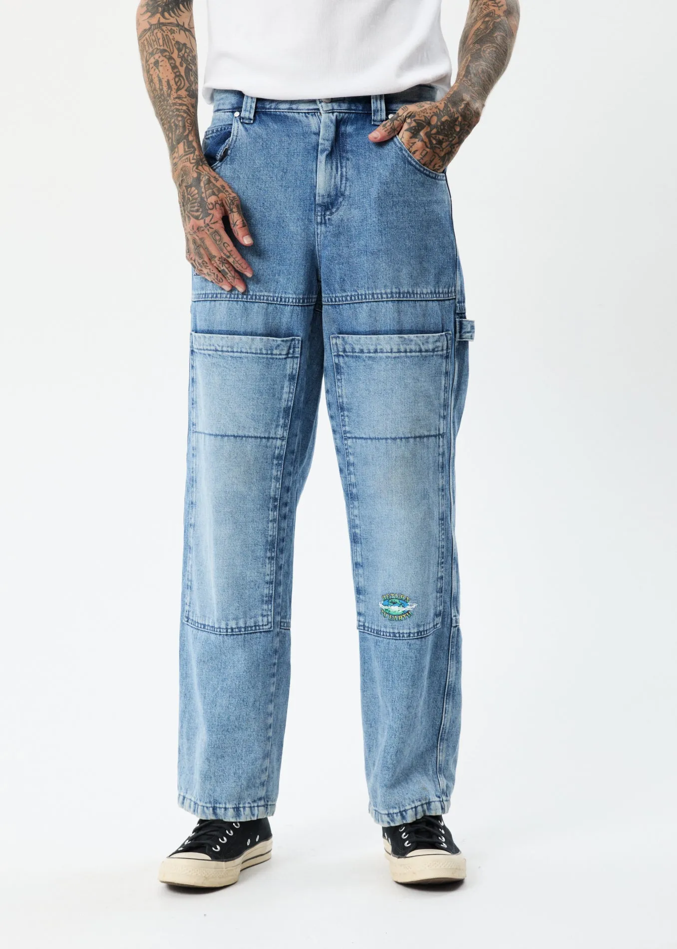 AFENDS Unisex House Of Darwin Moss - Unisex Denim Carpenter Jeans - Worn Blue sold by Afends product image thumbnail 3