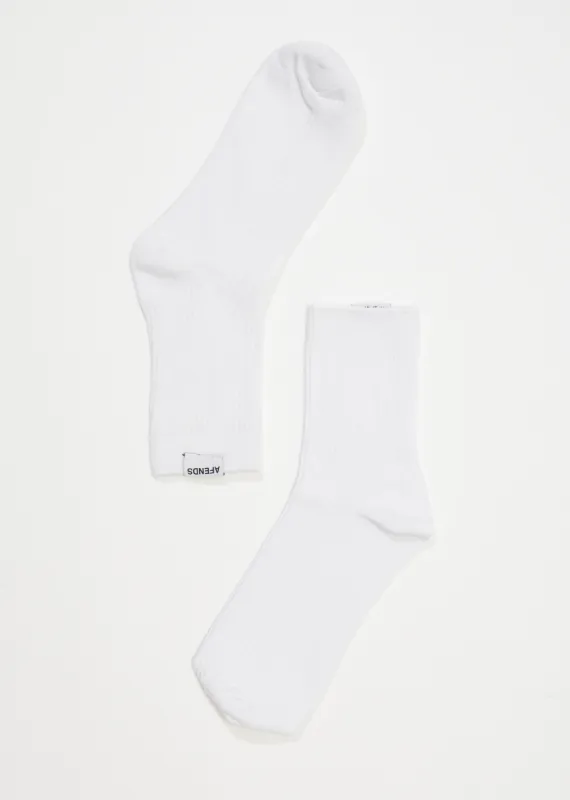 AFENDS Womens The Essential - Rib Socks - White sold by Afends