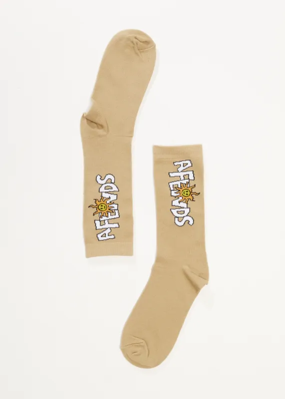 AFENDS Unisex Sunshine - Crew Socks - Cement sold by Afends