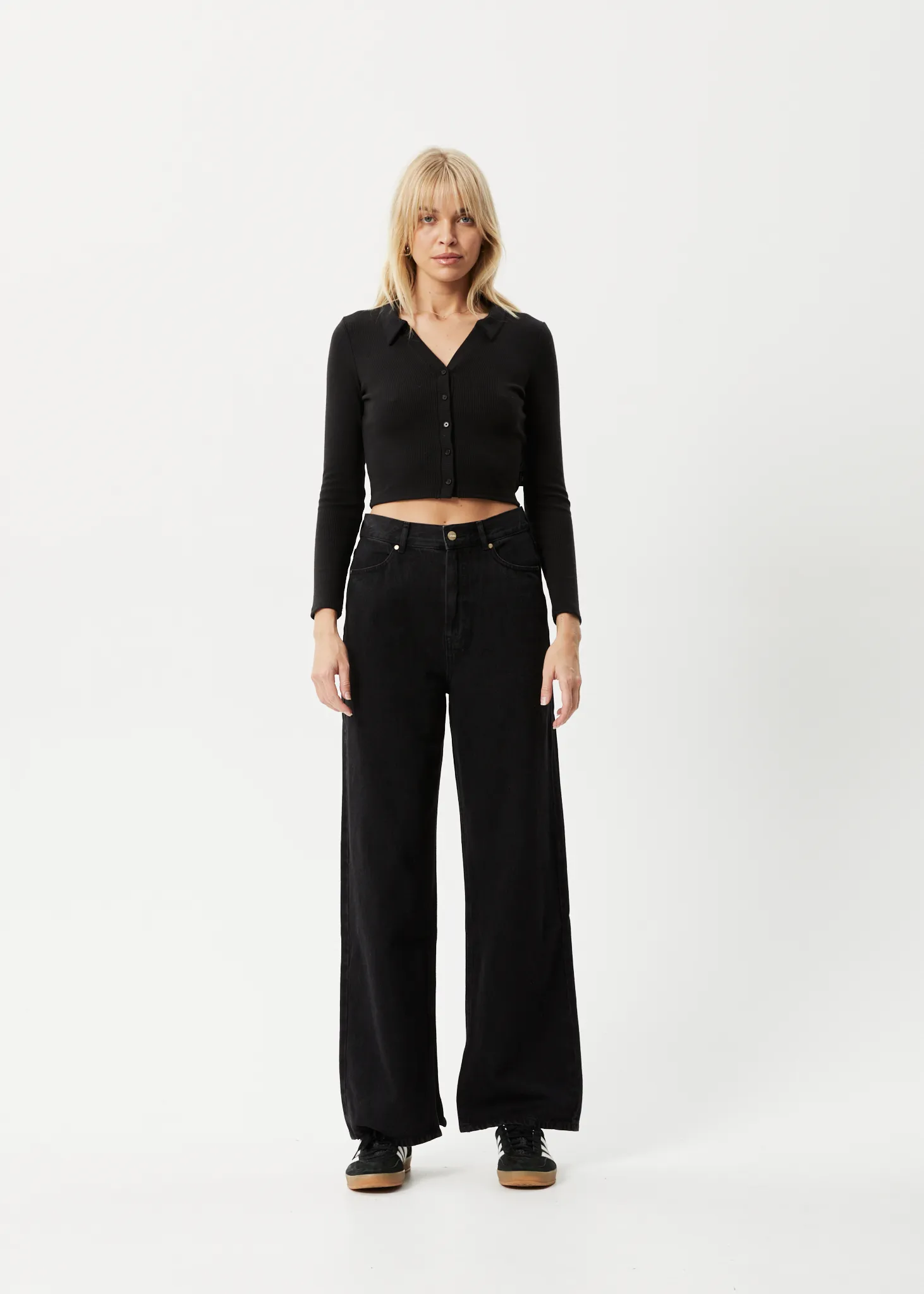 AFENDS Womens Eliza - Ribbed Long Sleeve Shirt - Black sold by Afends product image thumbnail 5