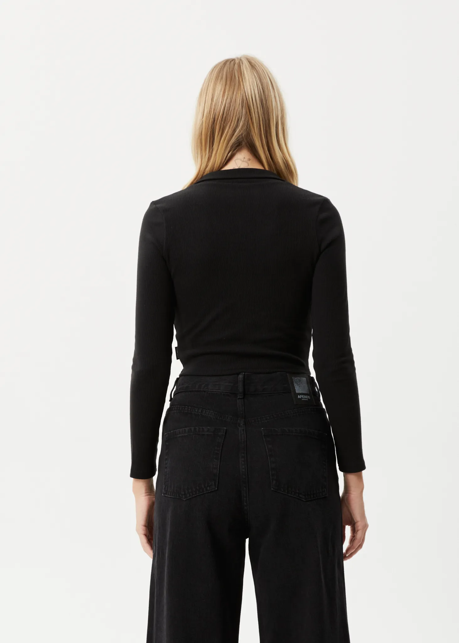 AFENDS Womens Eliza - Ribbed Long Sleeve Shirt - Black sold by Afends product image thumbnail 4
