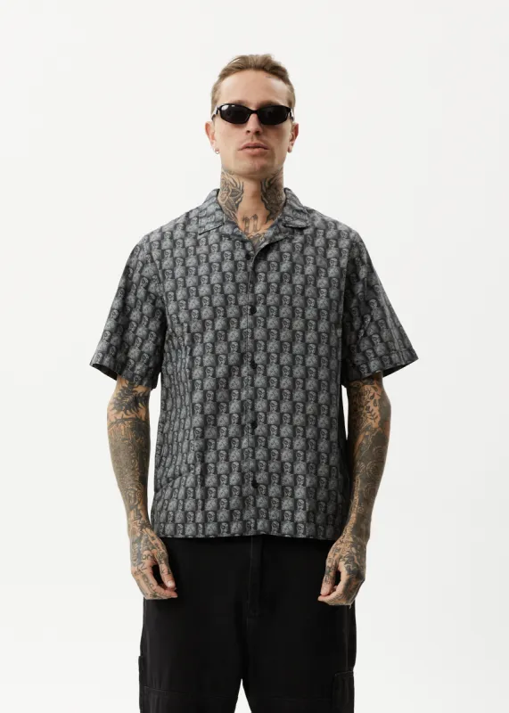 AFENDS Mens Worldstar - Cuban Short Sleeve Shirt - Black made by Afends