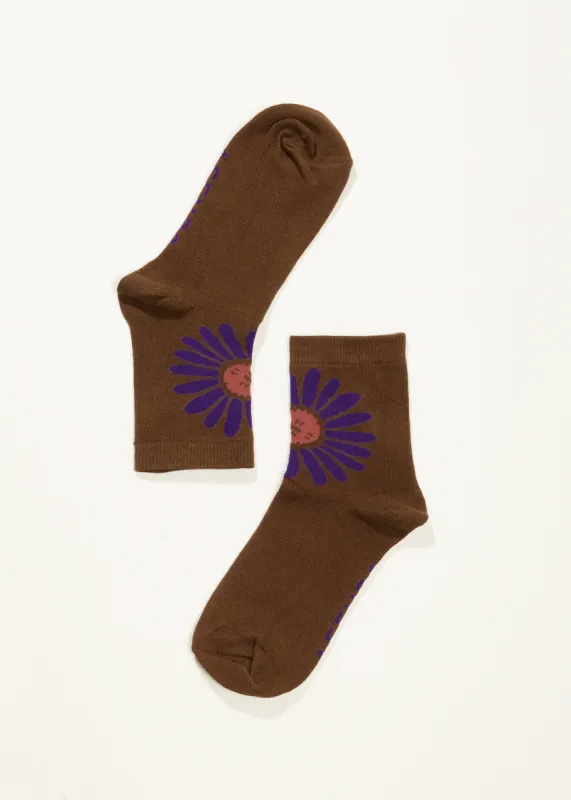AFENDS Unisex Daisy - Crew Socks - Toffee sold by Afends