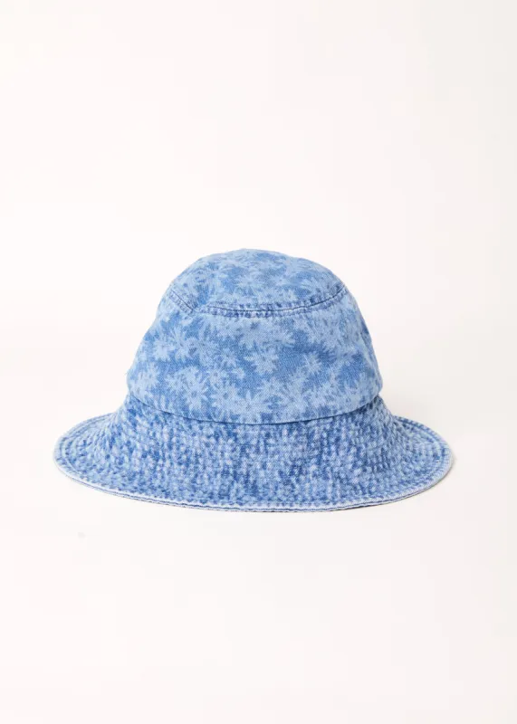 AFENDS Unisex Fink - Denim Wide Brim Bucket Hat - Worn Blue Daisy sold by Afends