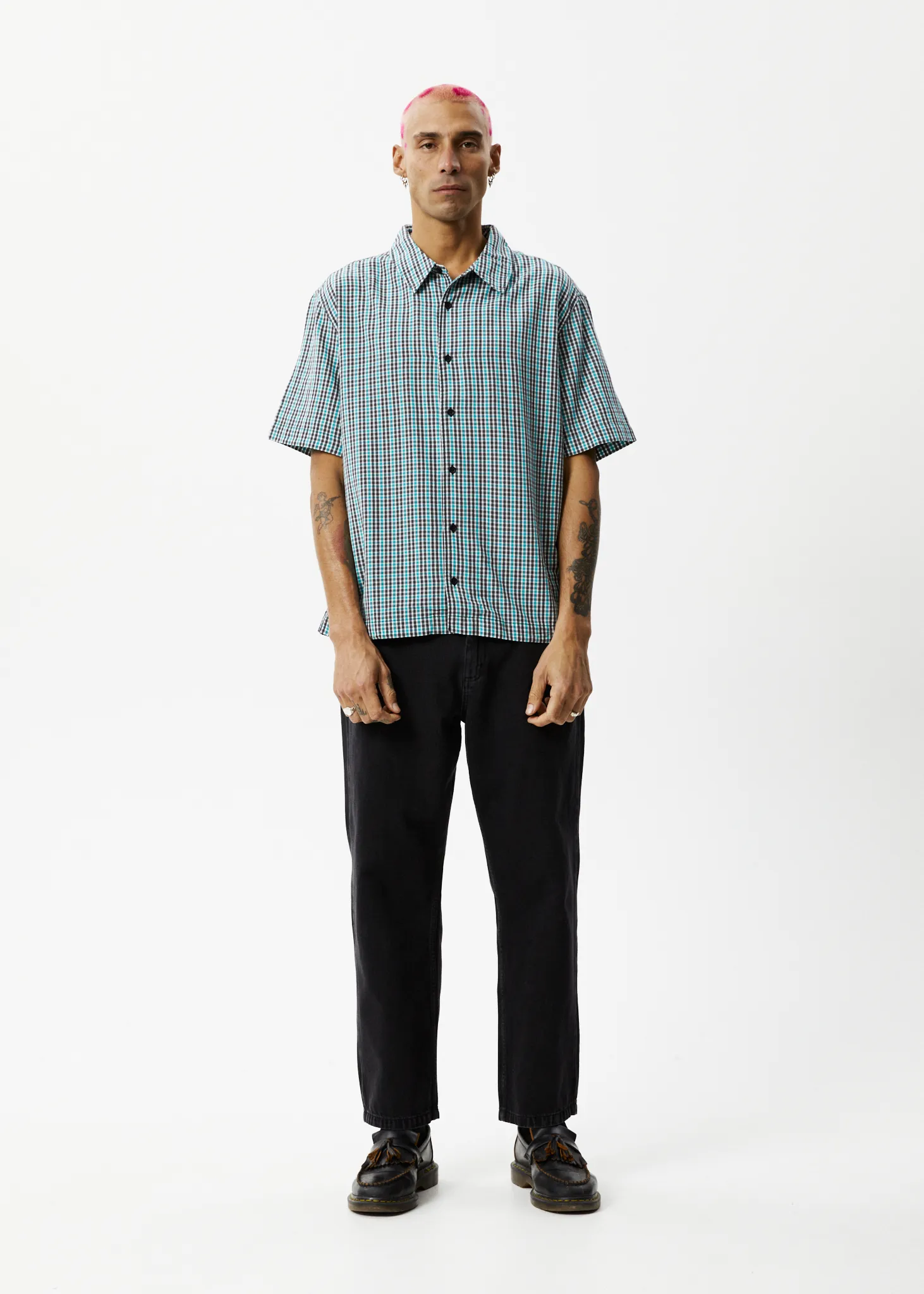 AFENDS Mens Checkers - Check Short Sleeve Shirt - Black sold by Afends product image thumbnail 3