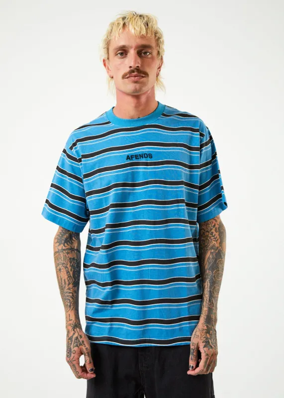 AFENDS Mens Warped - Retro Striped T-Shirt- Dark Teal sold by Afends