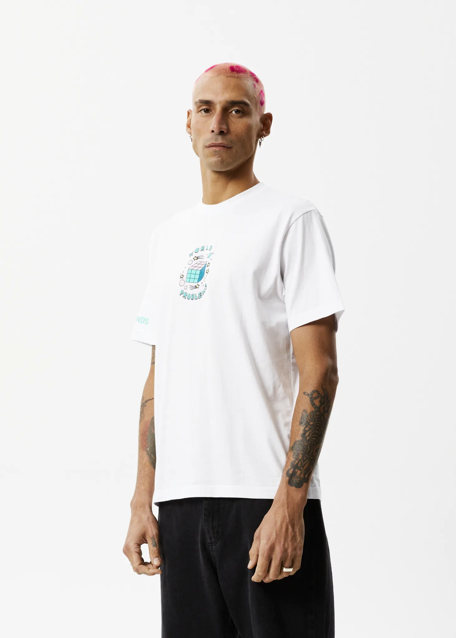 AFENDS Mens World Problems - Retro Graphic T-Shirt - White sold by Afends product image thumbnail 3