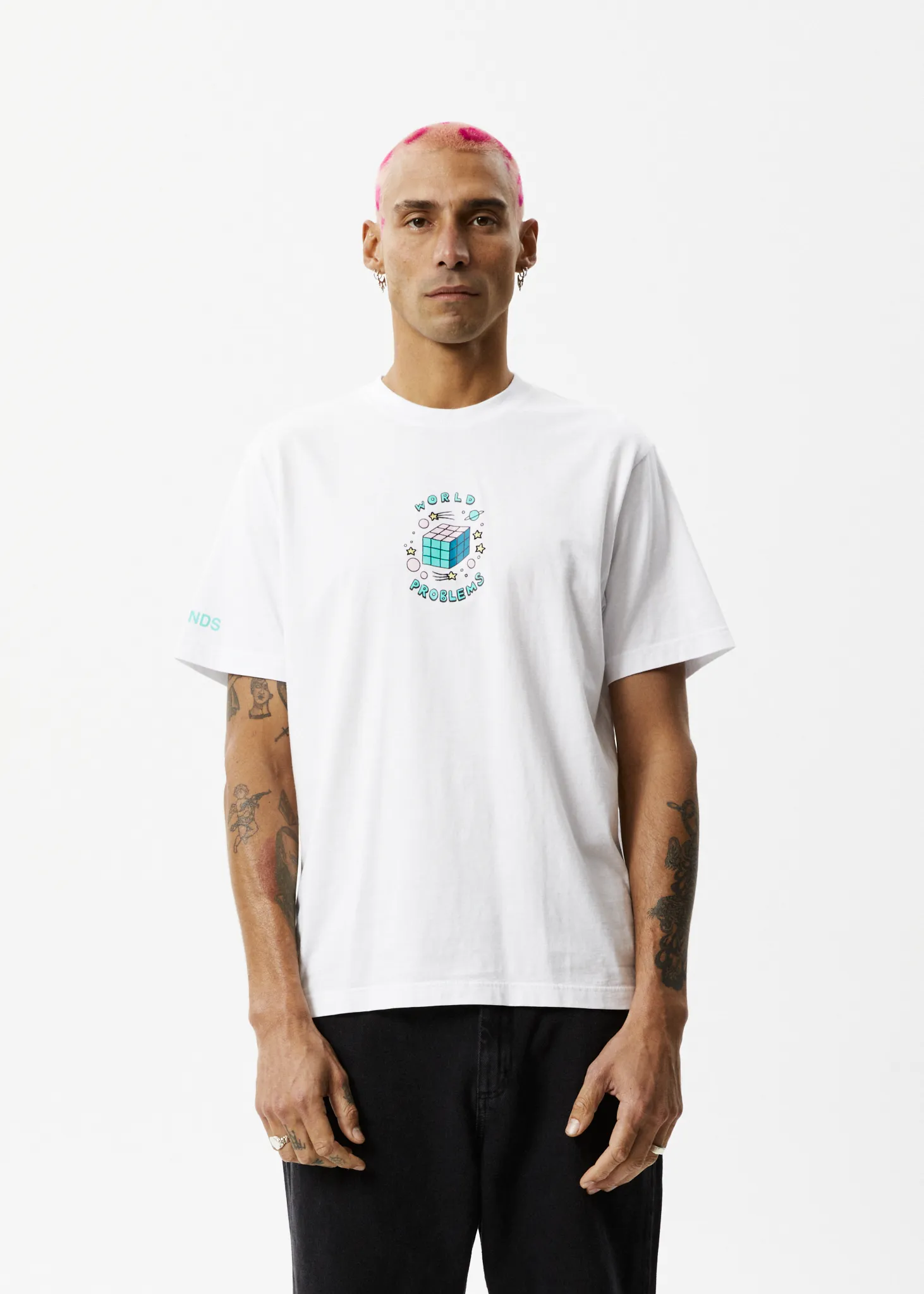 AFENDS Mens World Problems - Retro Graphic T-Shirt - White sold by Afends product image thumbnail 2