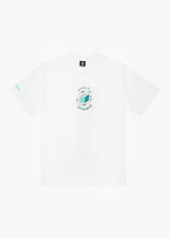AFENDS Mens World Problems - Retro Graphic T-Shirt - White sold by Afends