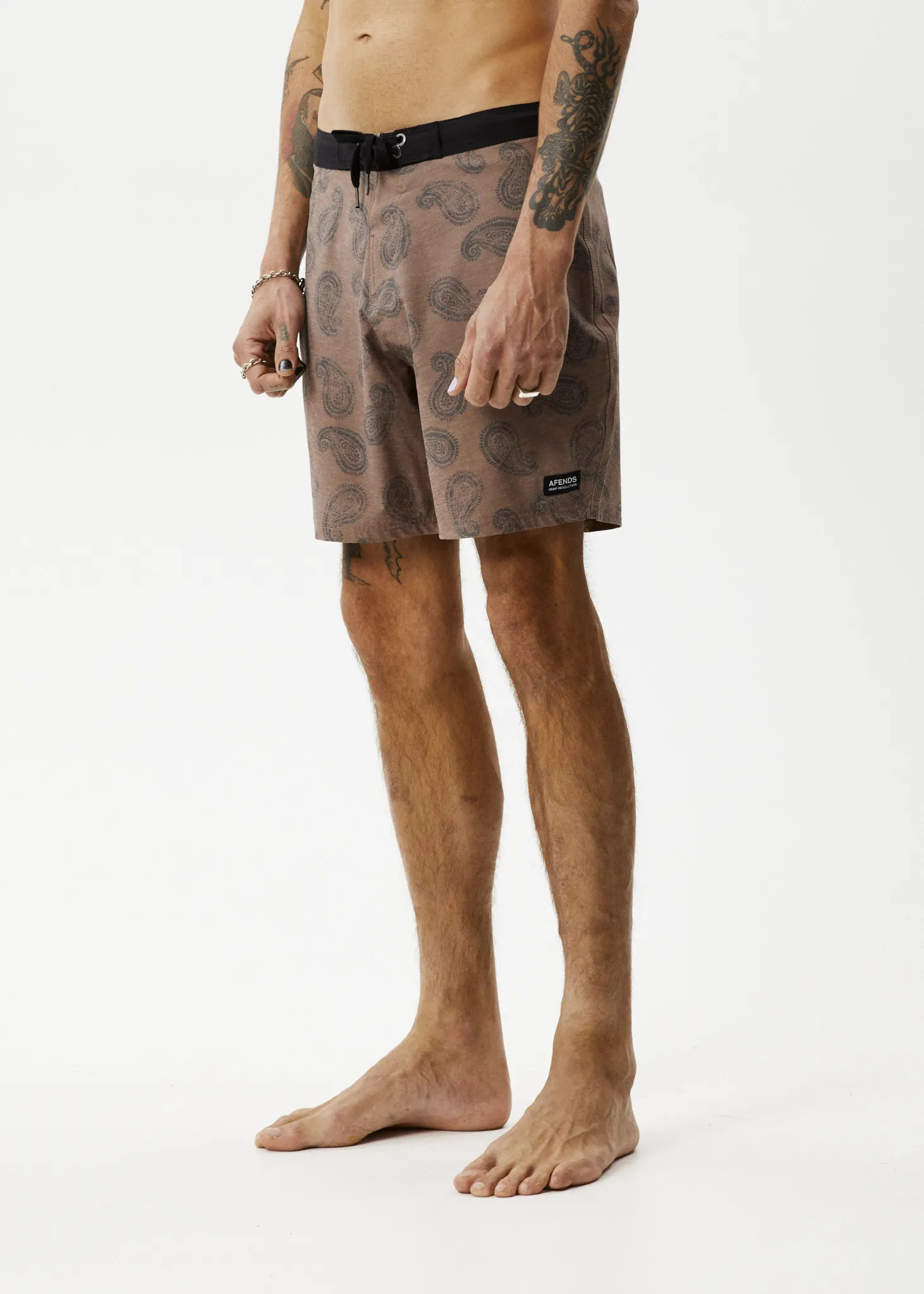 AFENDS Mens Tradition - Paisley Fixed Waist Boardshorts - Toffee sold by Afends product image thumbnail 3