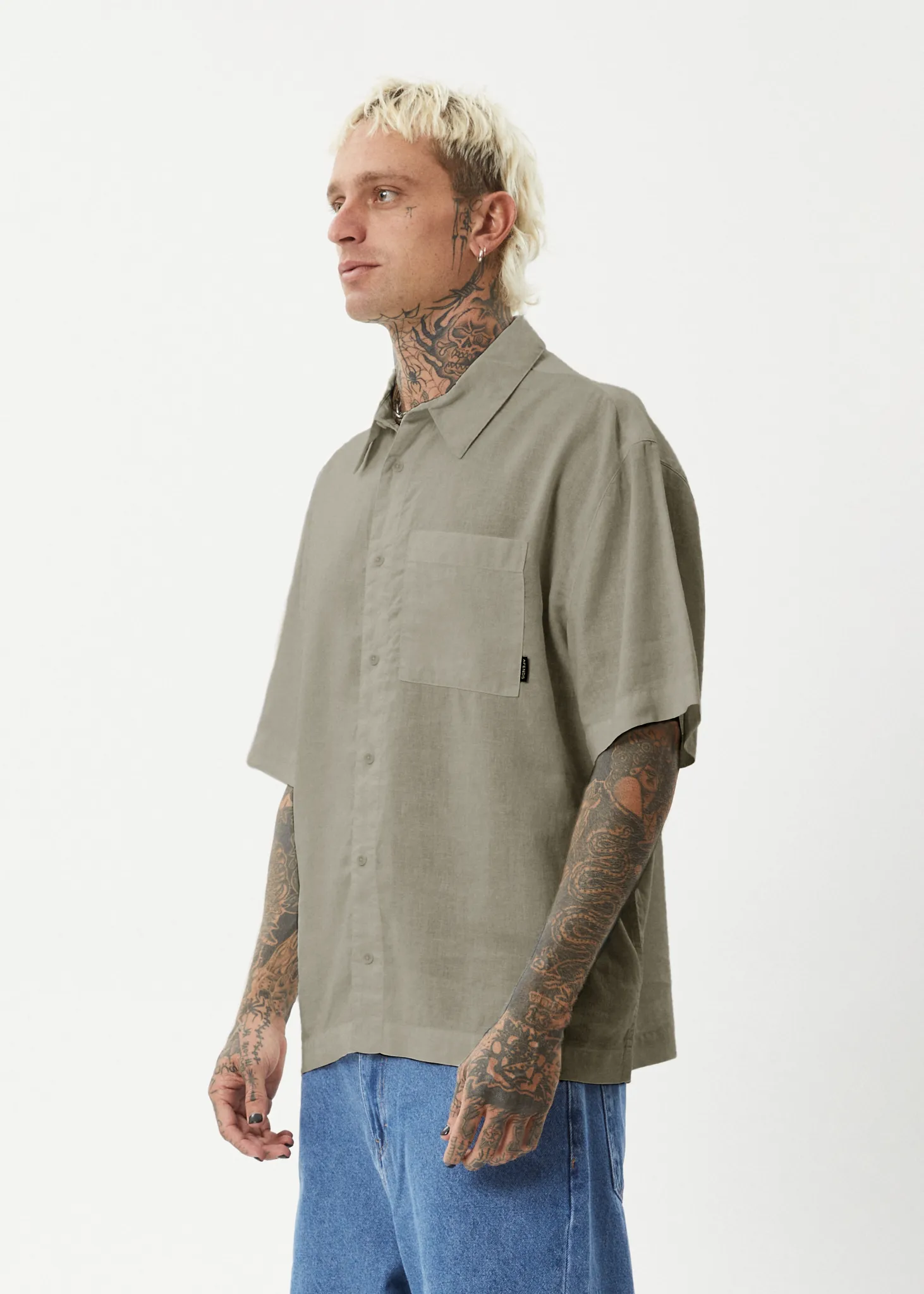 AFENDS Mens Everyday - Short Sleeve Shirt - Olive sold by Afends product image thumbnail 3