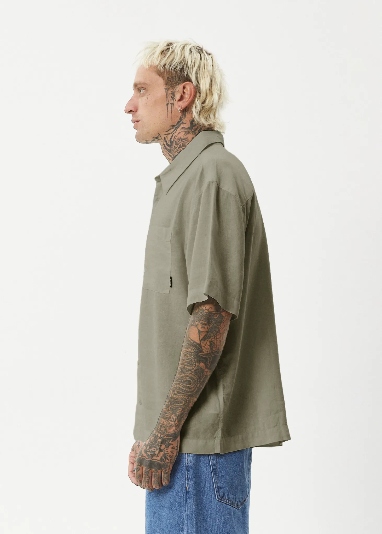 AFENDS Mens Everyday - Short Sleeve Shirt - Olive sold by Afends product image thumbnail 4