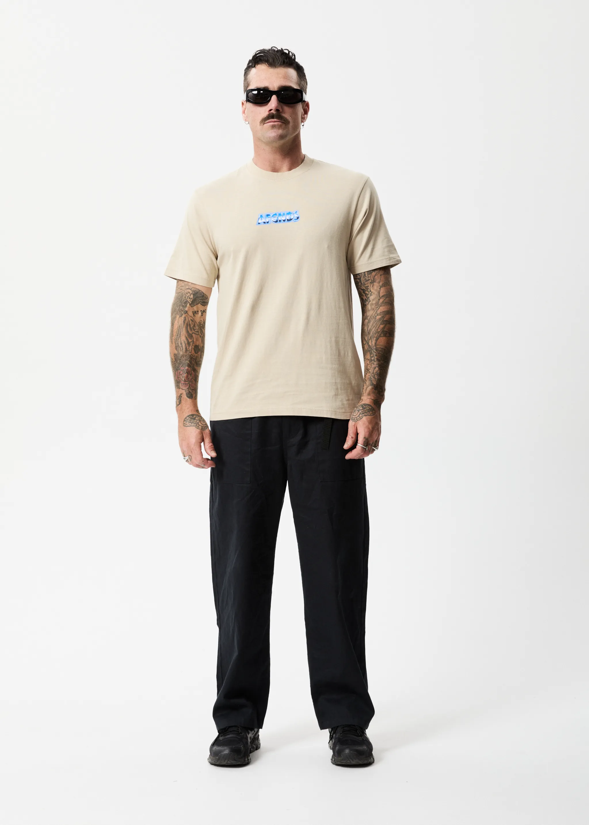 AFENDS Mens Chromed - Retro T-Shirt - Cement sold by Afends product image thumbnail 3