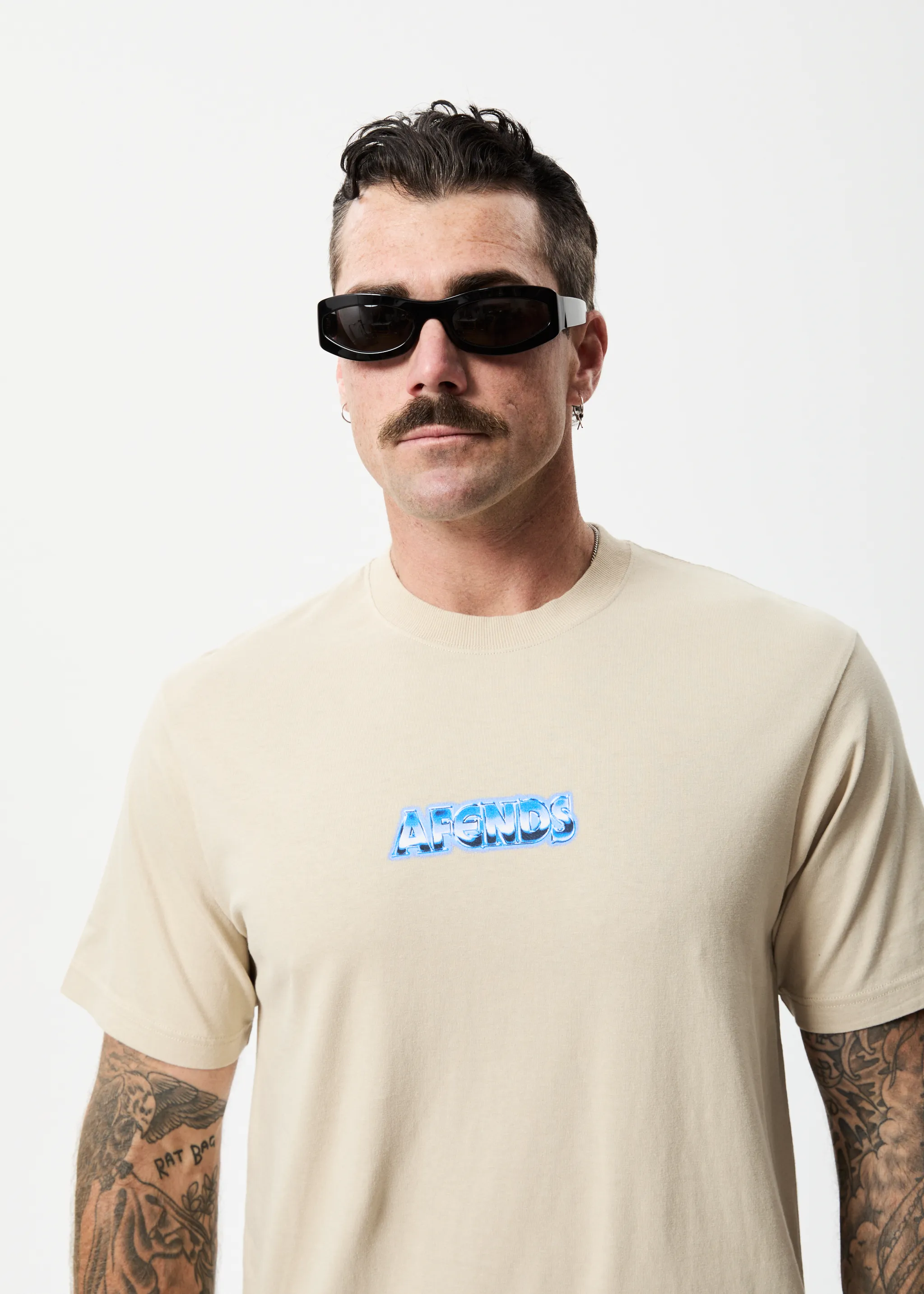 AFENDS Mens Chromed - Retro T-Shirt - Cement sold by Afends product image thumbnail 2