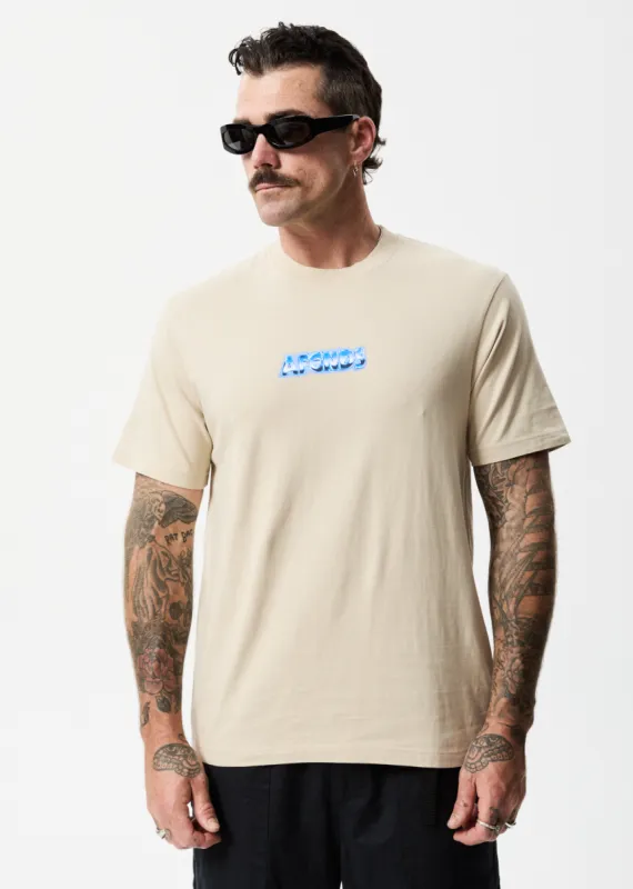 AFENDS Mens Chromed - Retro T-Shirt - Cement sold by Afends