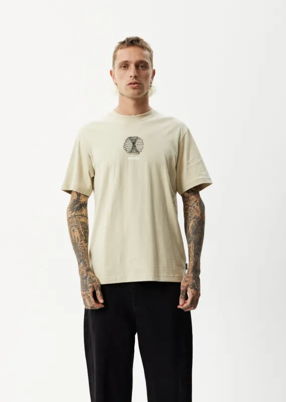 AFENDS Mens Agenda - Retro Graphic T-Shirt - Cement sold by Afends