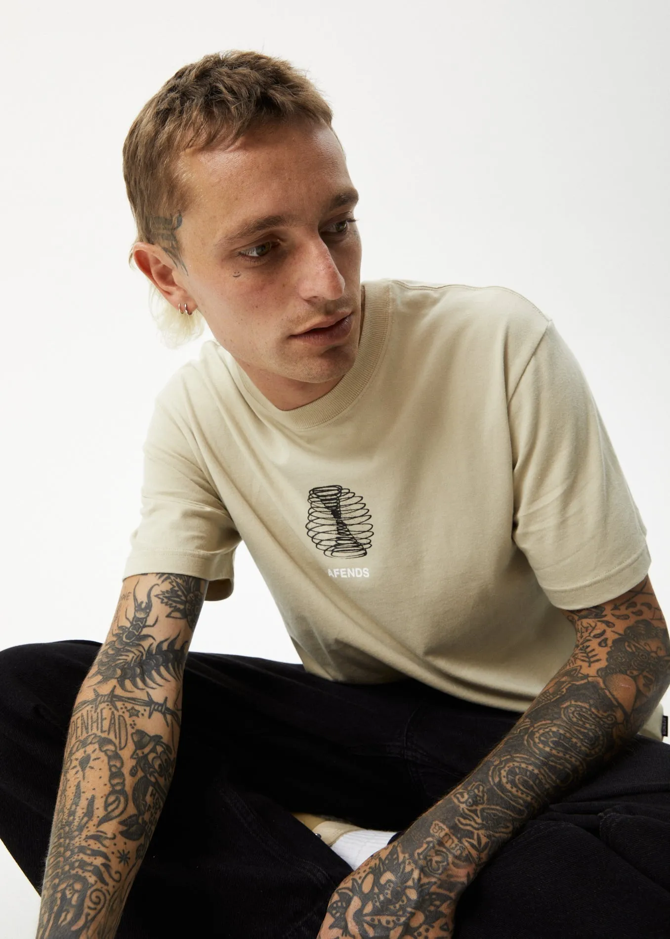 AFENDS Mens Agenda - Retro Graphic T-Shirt - Cement sold by Afends product image thumbnail 5