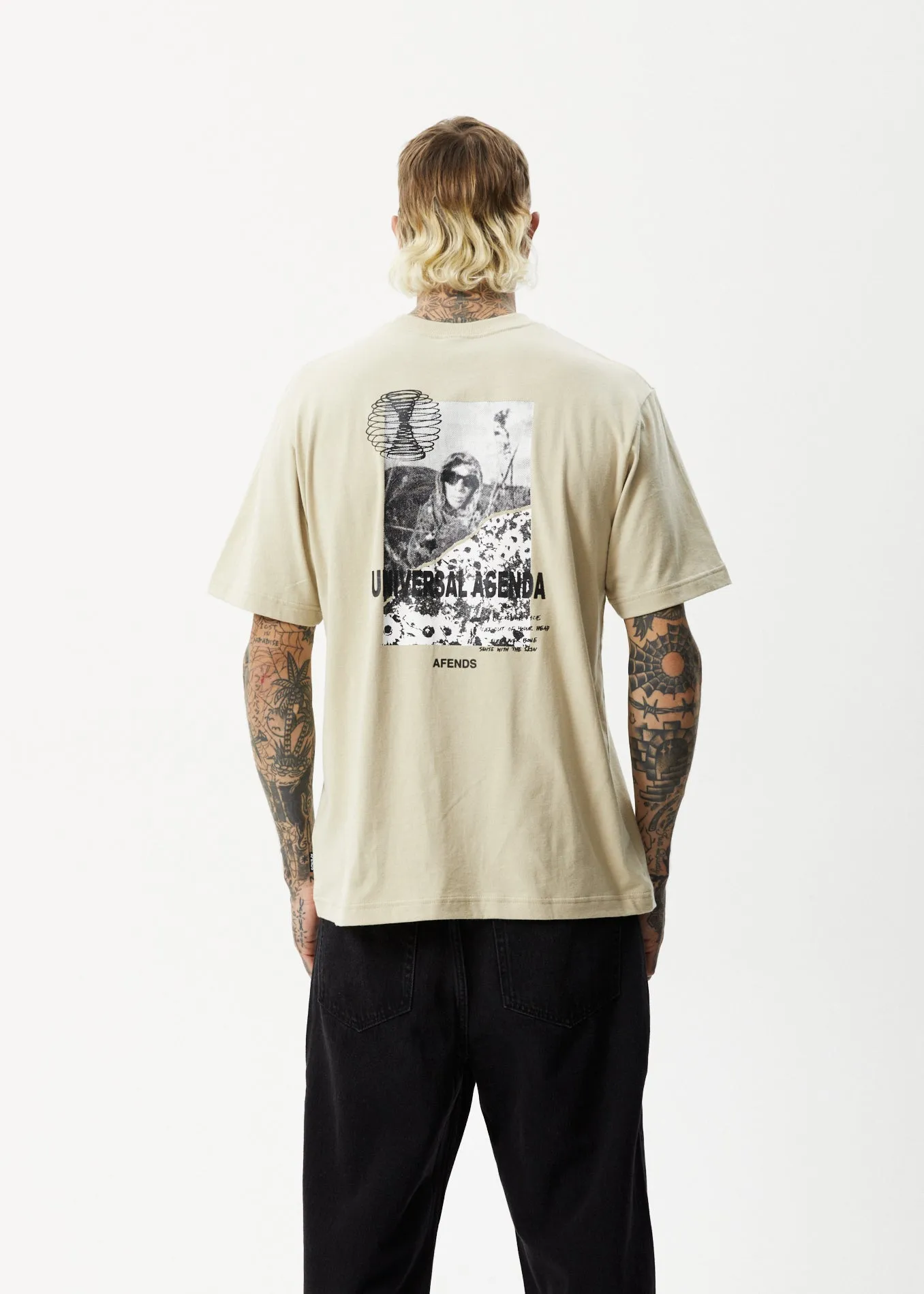 AFENDS Mens Agenda - Retro Graphic T-Shirt - Cement sold by Afends product image thumbnail 2