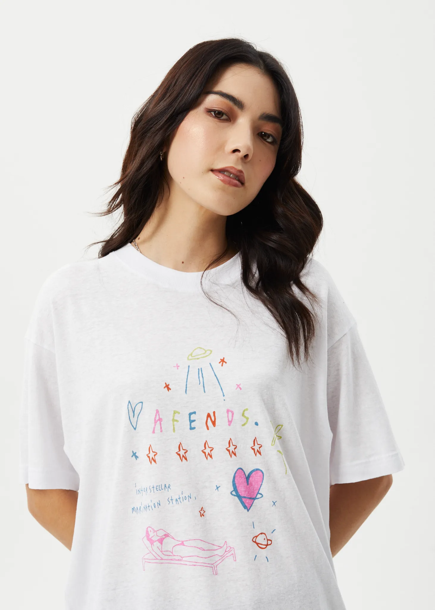 AFENDS Womens Stella - Oversized Tee - White sold by Afends product image thumbnail 2