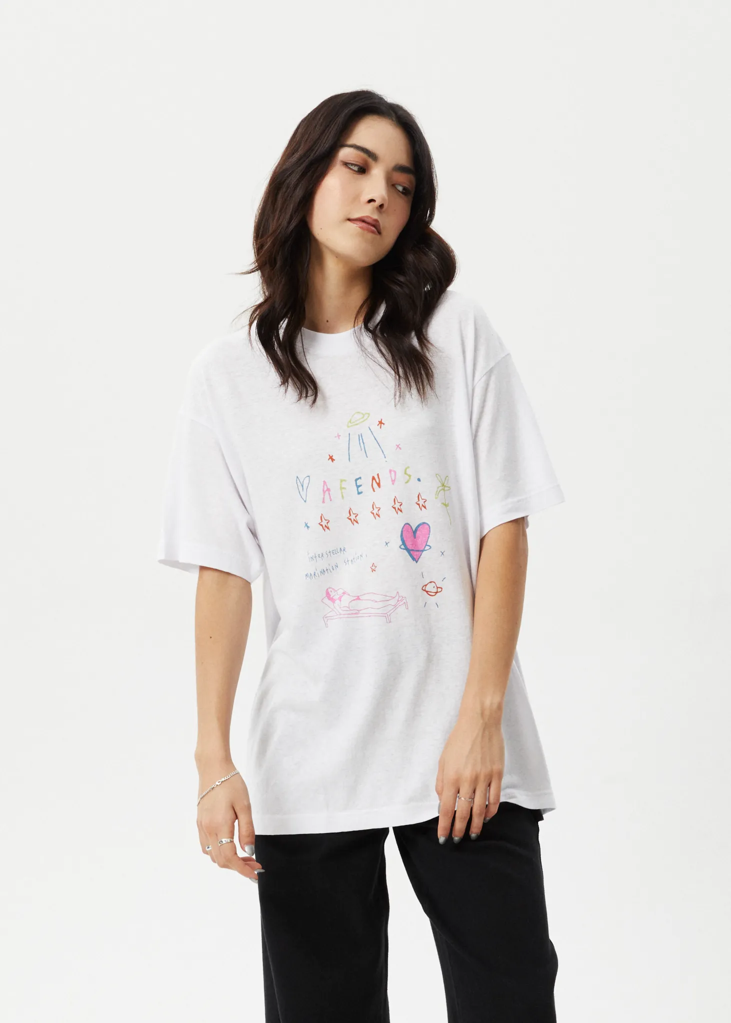 AFENDS Womens Stella - Oversized Tee - White sold by Afends product image thumbnail 3
