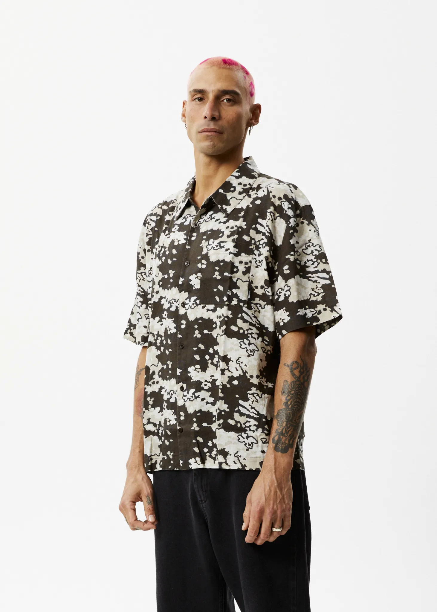 AFENDS Mens Jungle - Short Sleeve Shirt - Earth Camo sold by Afends