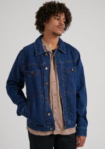 Afends Unisex Overtime - Unisex Hemp Denim Jacket - Indigo Rinse sold by Afends