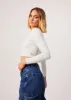 AFENDS Womens Harlow - Ribbed Long Sleeve Top - Off White sold by Afends