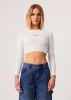 AFENDS Womens Harlow - Ribbed Long Sleeve Top - Off White sold by Afends