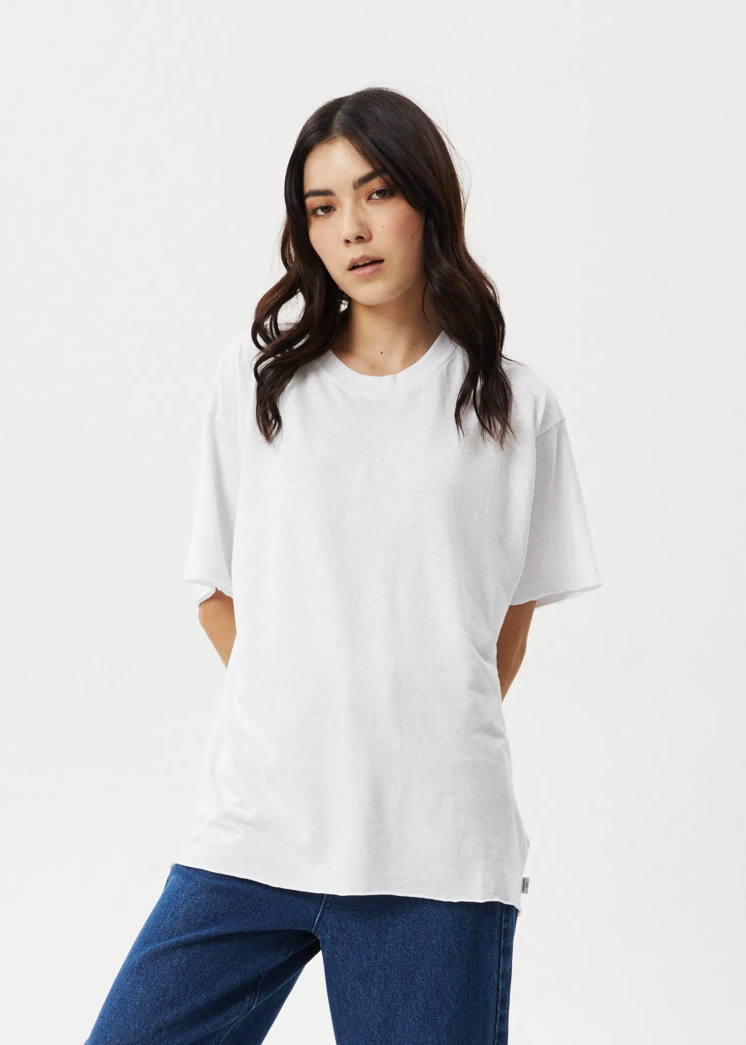 AFENDS Womens Slay - Hemp Oversized Tee - White sold by Afends