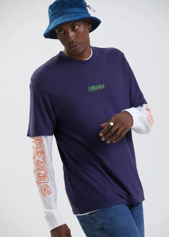 Afends Mens Enlighten - Hemp Retro T-Shirt - Midnight sold by Afends