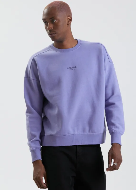 Afends Mens Misprint - Recycled Crew Neck Jumper  - Violet sold by Afends