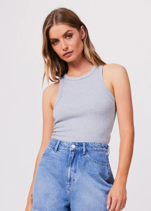 Afends Womens Lydia - Hemp Ribbed Singlet - Grey Marle sold by Afends