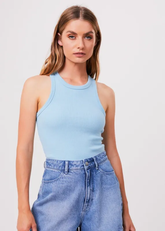 Afends Womens Lydia - Hemp Ribbed Singlet - Sky Blue sold by Afends