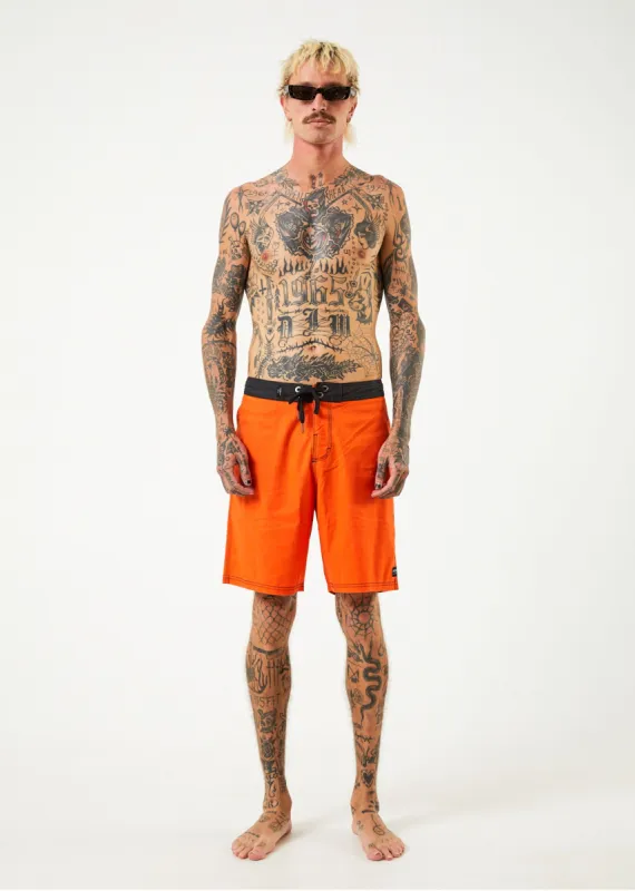 Afends Surf Related - Hemp Fixed Waist Boardshorts - Orange sold by Afends
