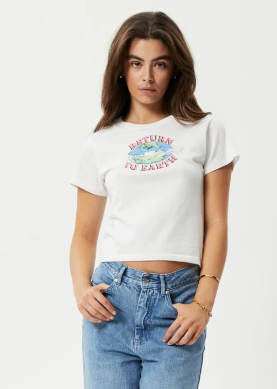 Afends Womens Return To Earth - Recycled Baby T-Shirt - White sold by Afends