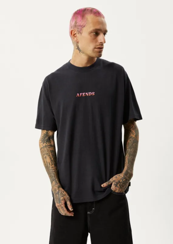 Afends Unisex Creation - Unisex Hemp Boxy Graphic T-Shirt - Washed Black sold by Afends